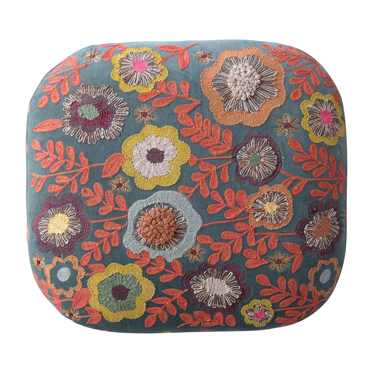 Ottoman Embroidered Flowers Rectangular Multi Colored