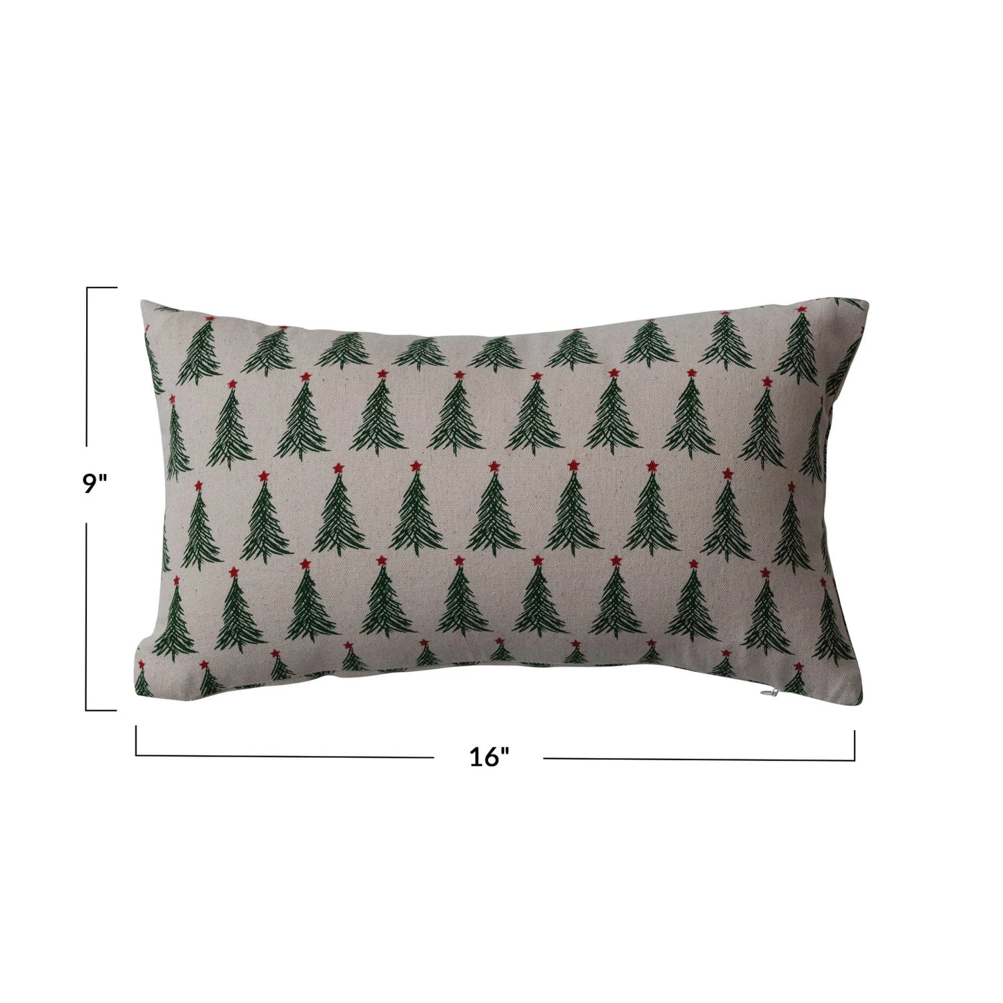 Pillow Lumbar Holiday Cotton Printed  Stonewashed 16"L x 9"H