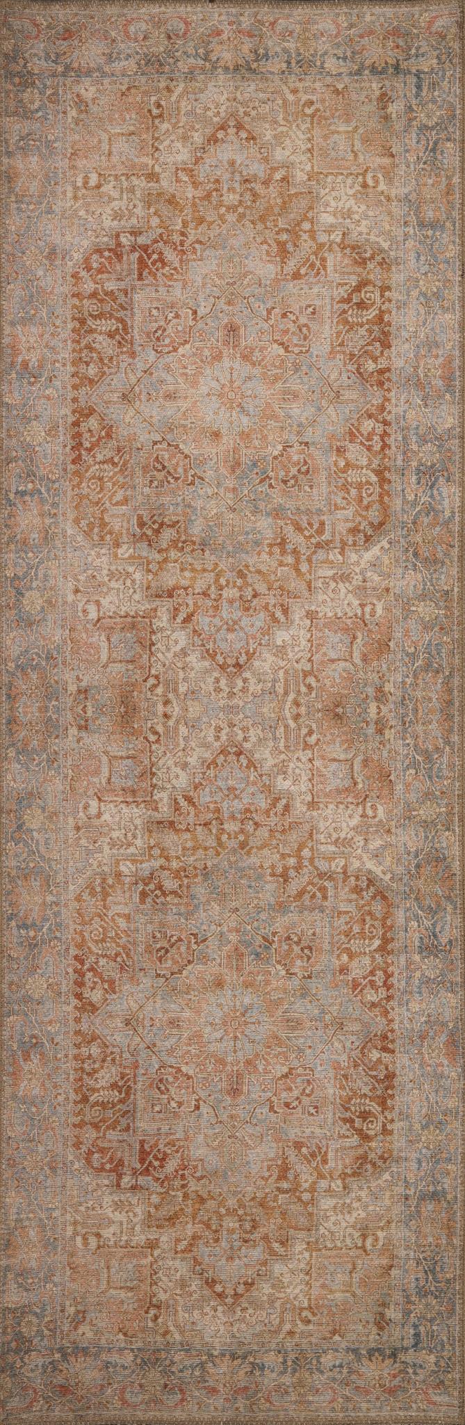 London Serena Rust & Blue Washable Rug Runner 2'6" x 7'6"