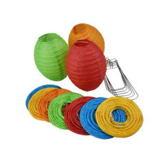 String Lights Paper Lanterns Set of 10 4" Kawaii (Oval) Multi Color