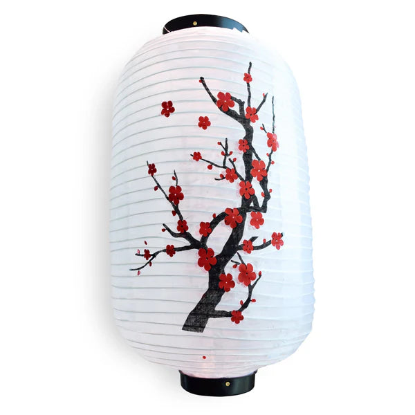 Japanese Lantern Oblong Nylon Plum Tree White 16.5" Long