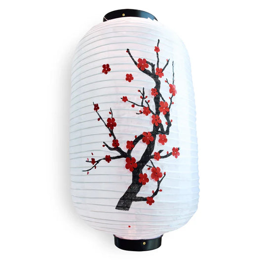 Japanese Lantern Oblong Nylon Plum Tree White 16.5" Long