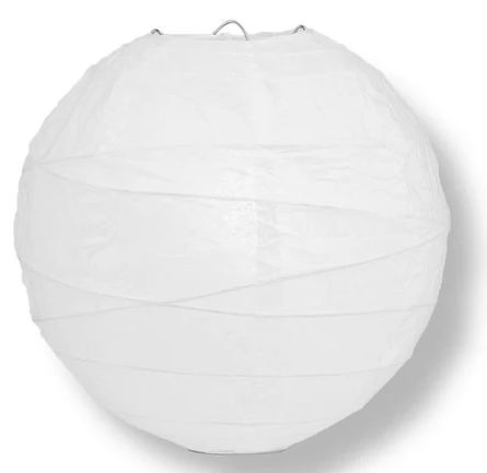 White Paper Lantern Irregular Ribbed 24"