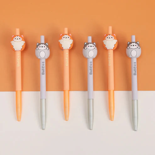 Gel Pen Retractable Click Ball Cat (Sold Individually)