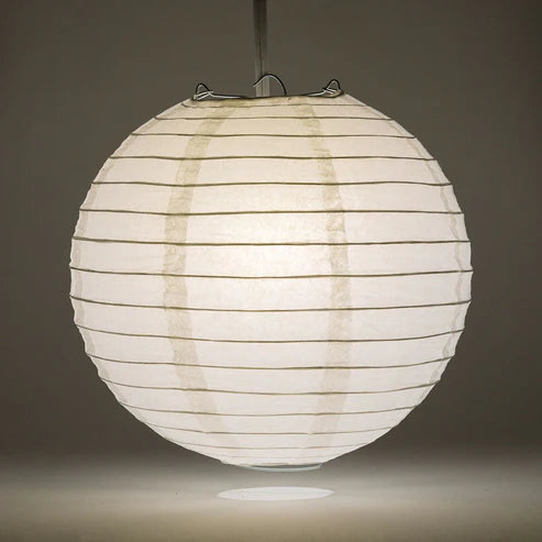 White Paper Lantern Even Ribbed 24"