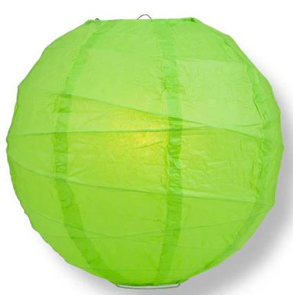 Paper Lantern Irregular Ribbed 16" Color Grass Green