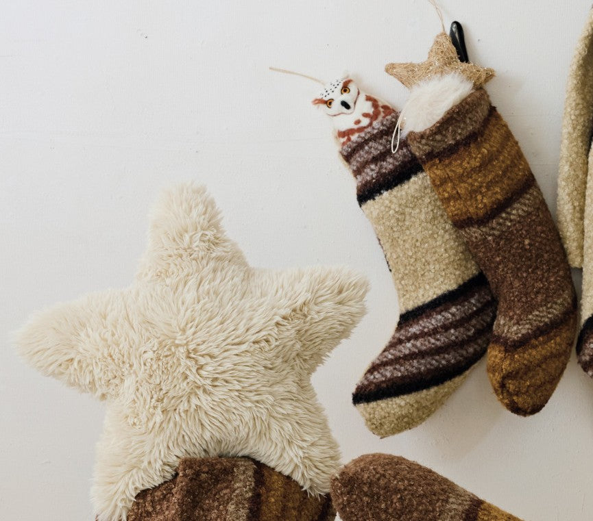 Holiday - Stocking - Faux Sherpa with Stripes