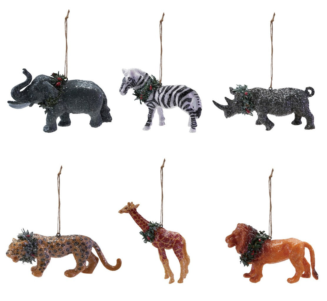 Ornament - Plastic Safari Animal - 2.5" - 5.25"h