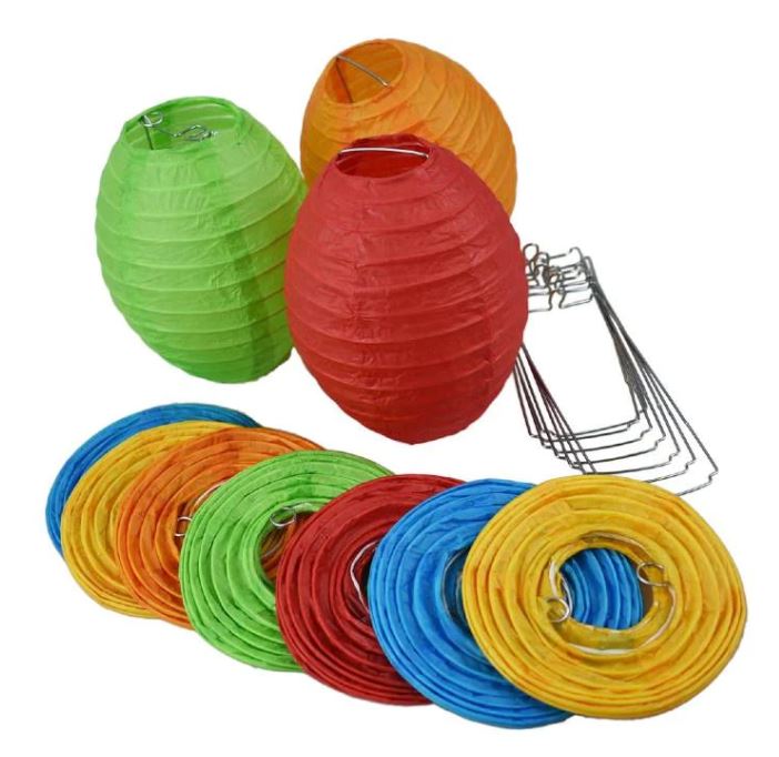 String Lights Paper Lanterns Set of 10 4" Kawaii (Oval) Multi Color