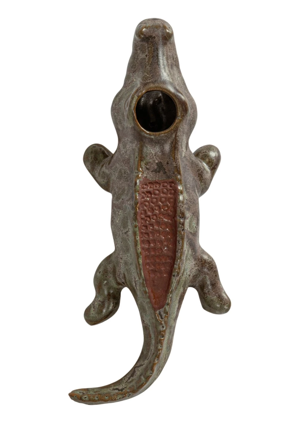 Alligator Match Holder Stoneware w/ Striker