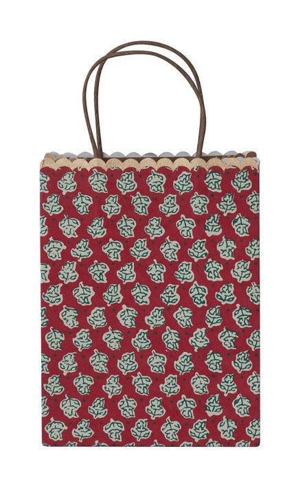 Gift Bag Handmade Recycled Scalloped Paper Vintage Pattern