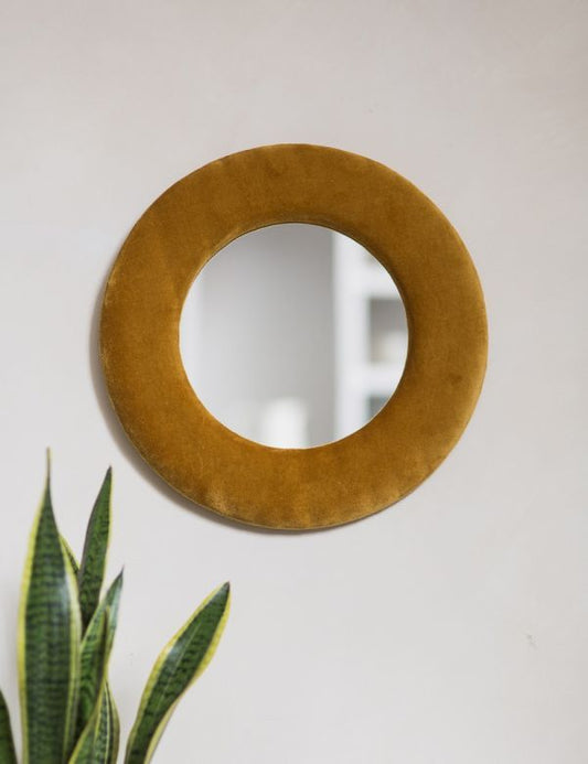 Mirror Round Velvet Mustard