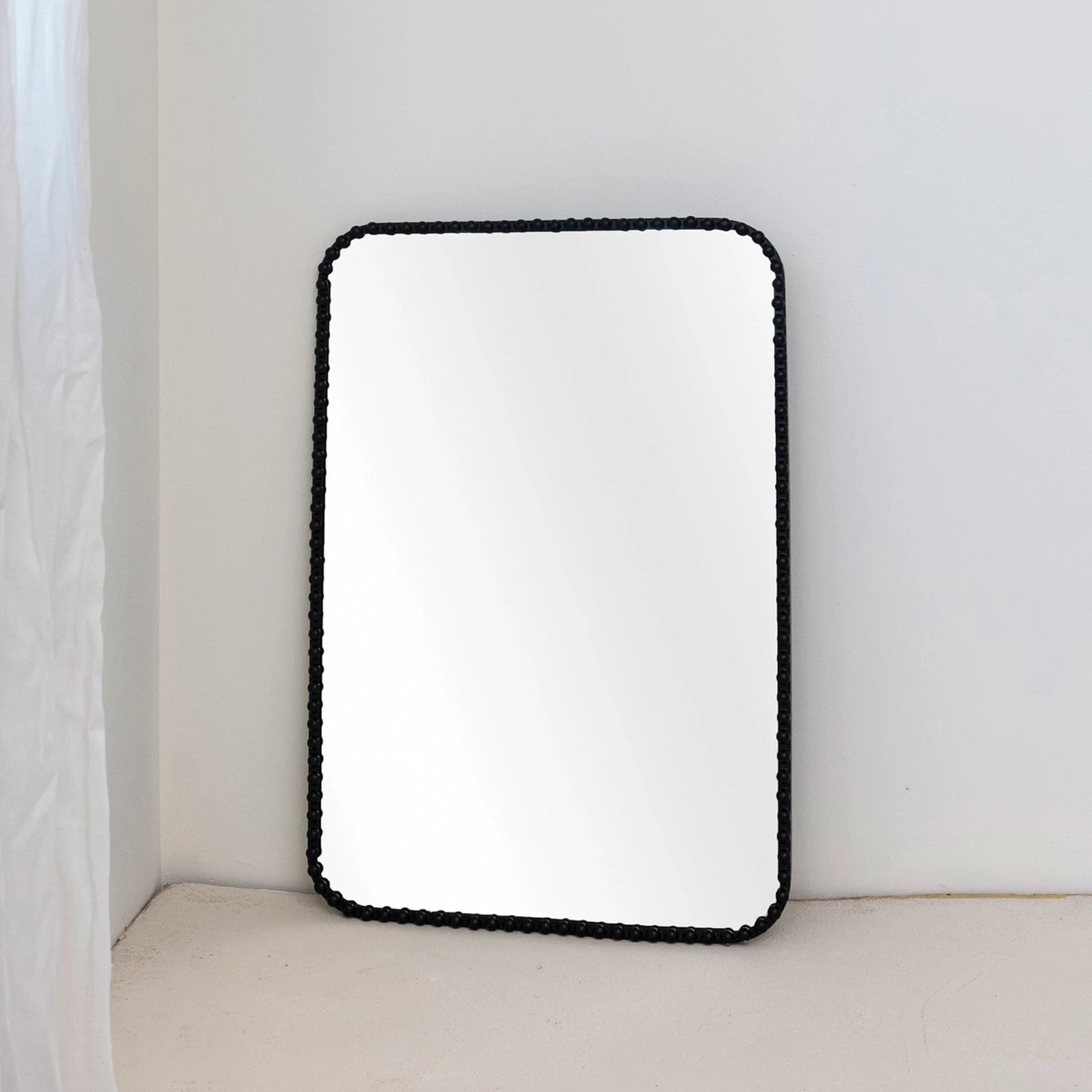 Mirror Metal Beaded Black 34.5"h