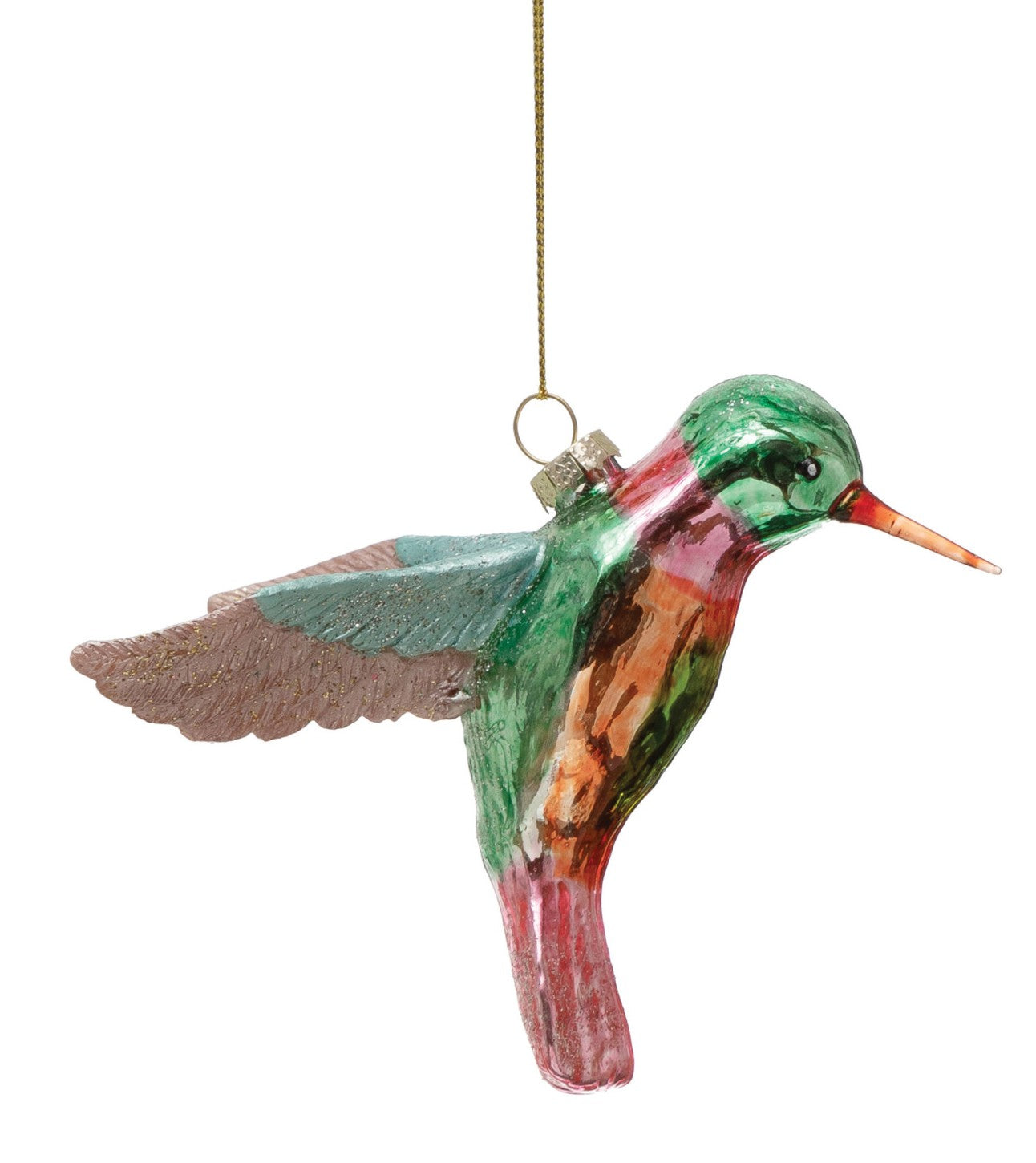 Ornament - Hand Painted Glass - Hummingbird - Multicolor