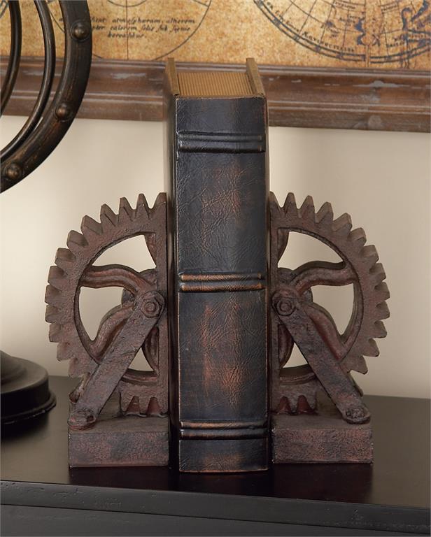 Bookends Gears Polystone Brown