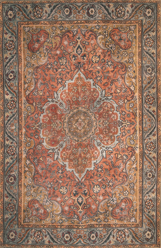 London Valencia Rust Washable Rug 5' x 7'6"