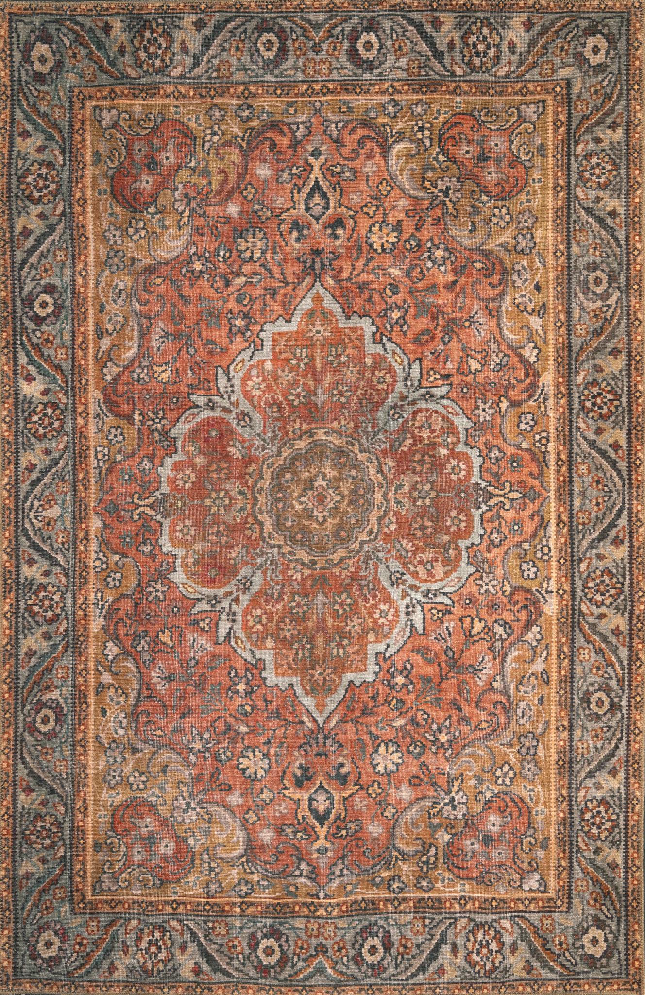 London Valencia Rust Washable Rug 2' x 3'