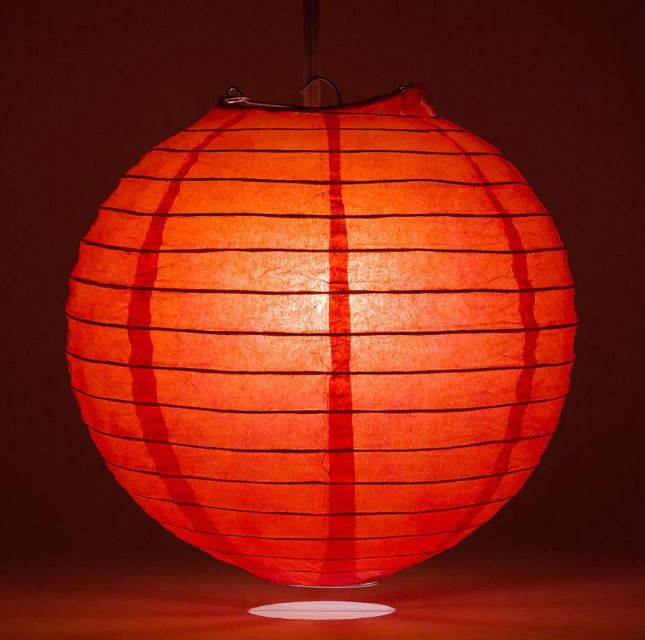 String Lights Paper Lanterns Set of 10 4" Round Red