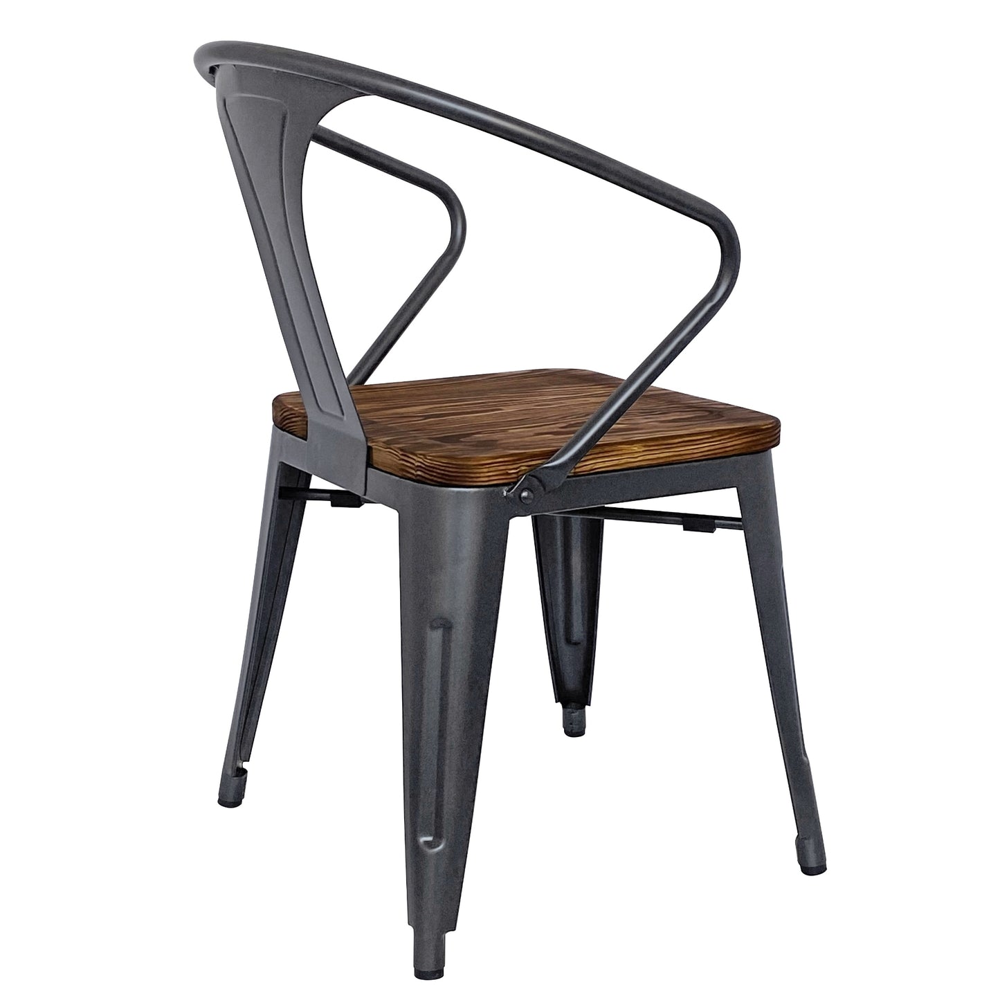 Metropolis Wood Seat Dining Chair 18in With Arms Gunmetal