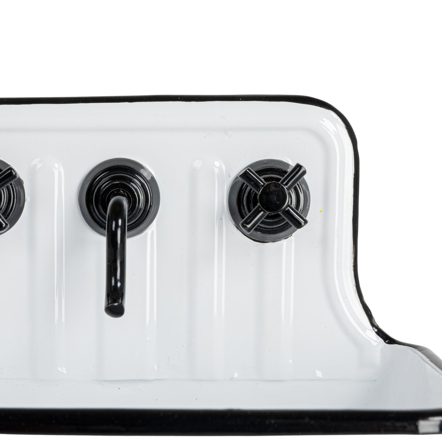 Soap Dish Metal Sink w/ Faucet, White & Black