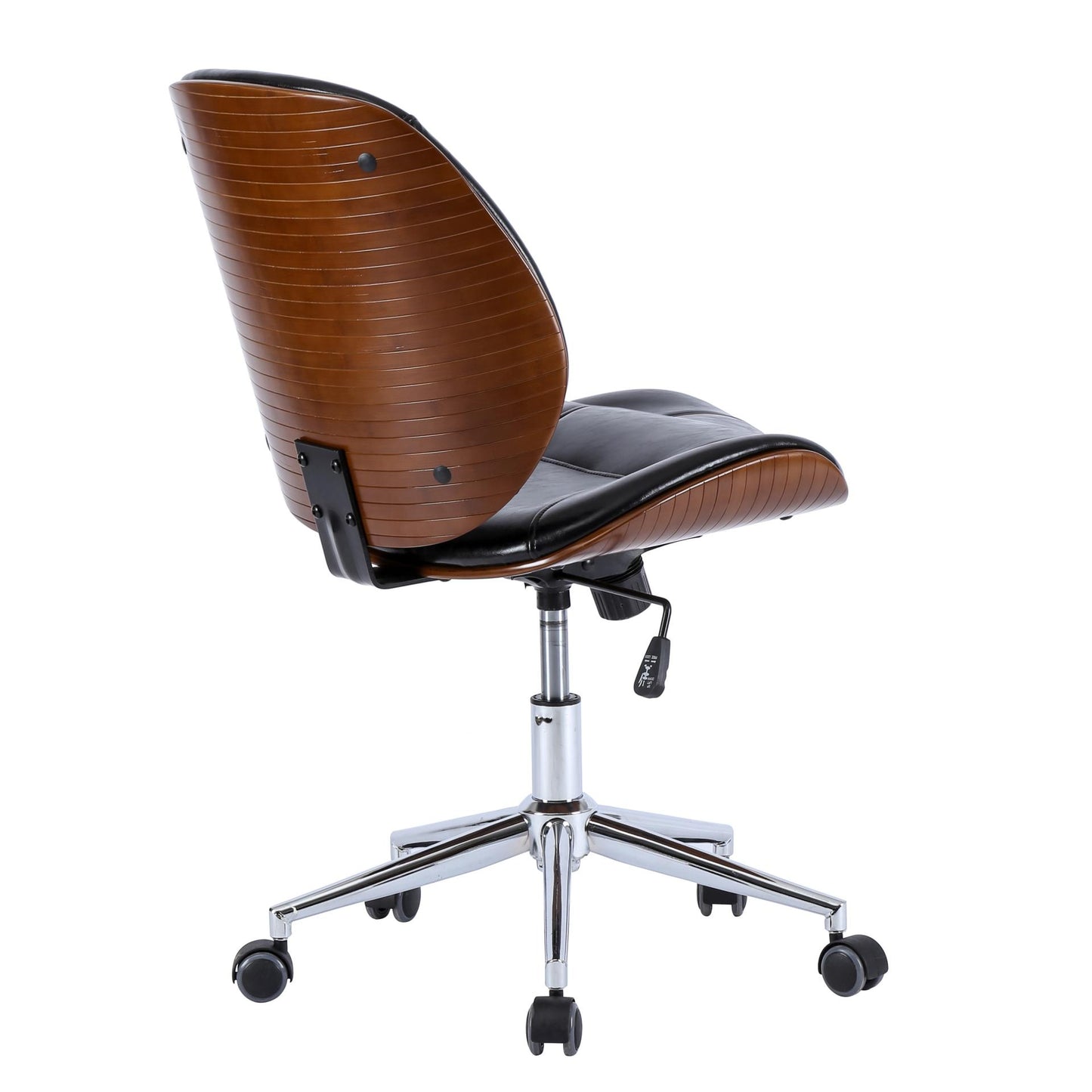 Shaun Office Chair Bamboo and Leather Armless Black