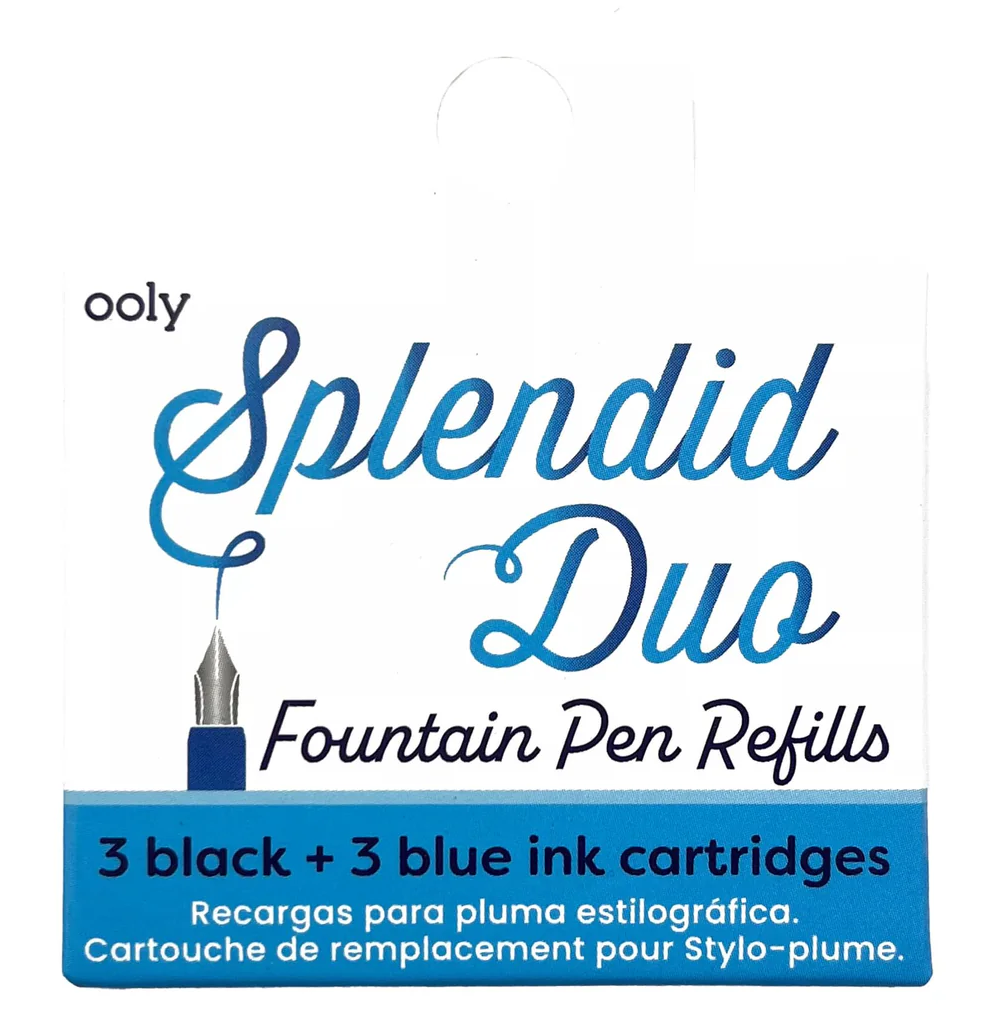 Fountain Pen Ink Refills Blue & Black 3 Each Set of 6