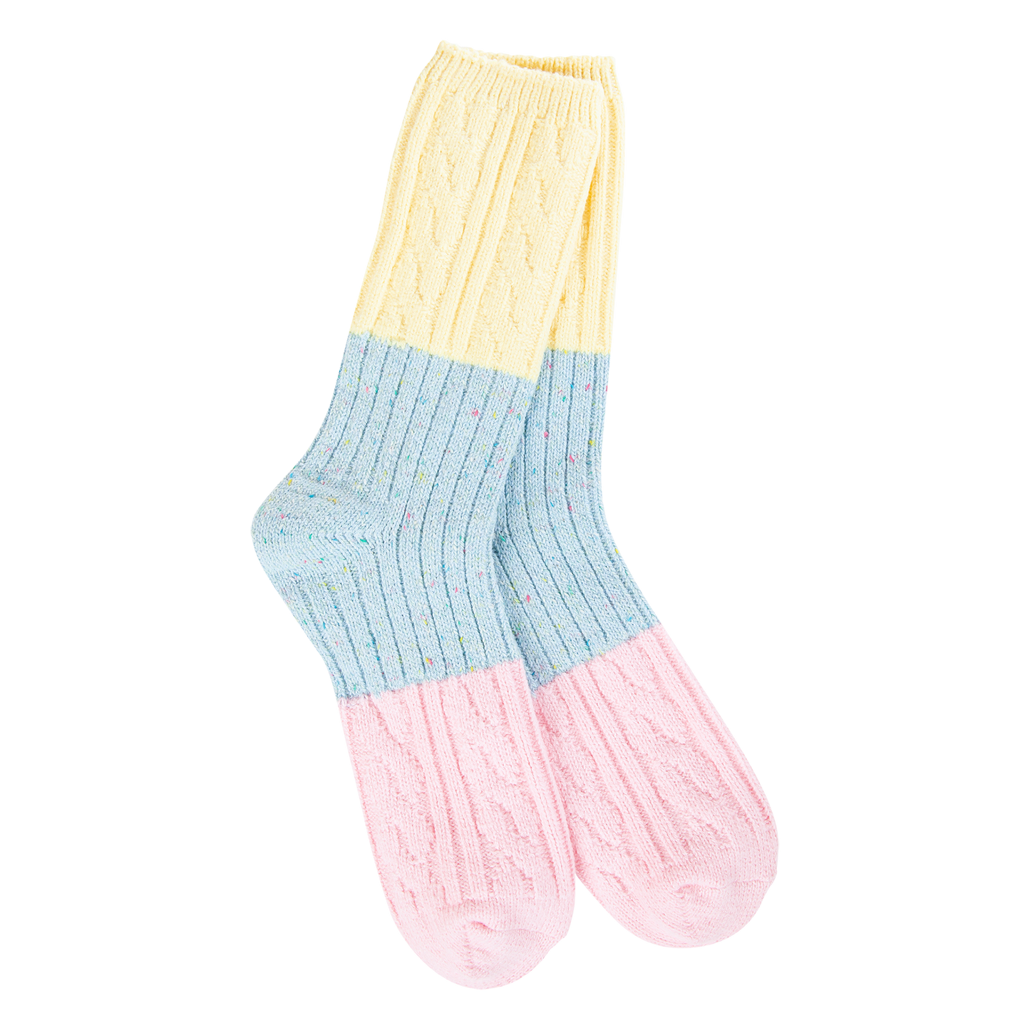 Socks - World's Softest Cable Crew Denim Multi Confetti