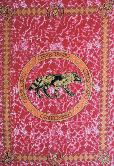 Tapestry Twin Size Celtic Wolf Red