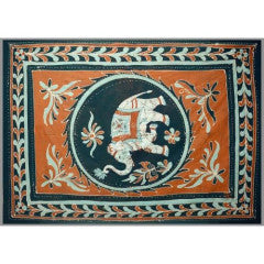 Tapestry Twin Size White Elephant Batik Orange/green