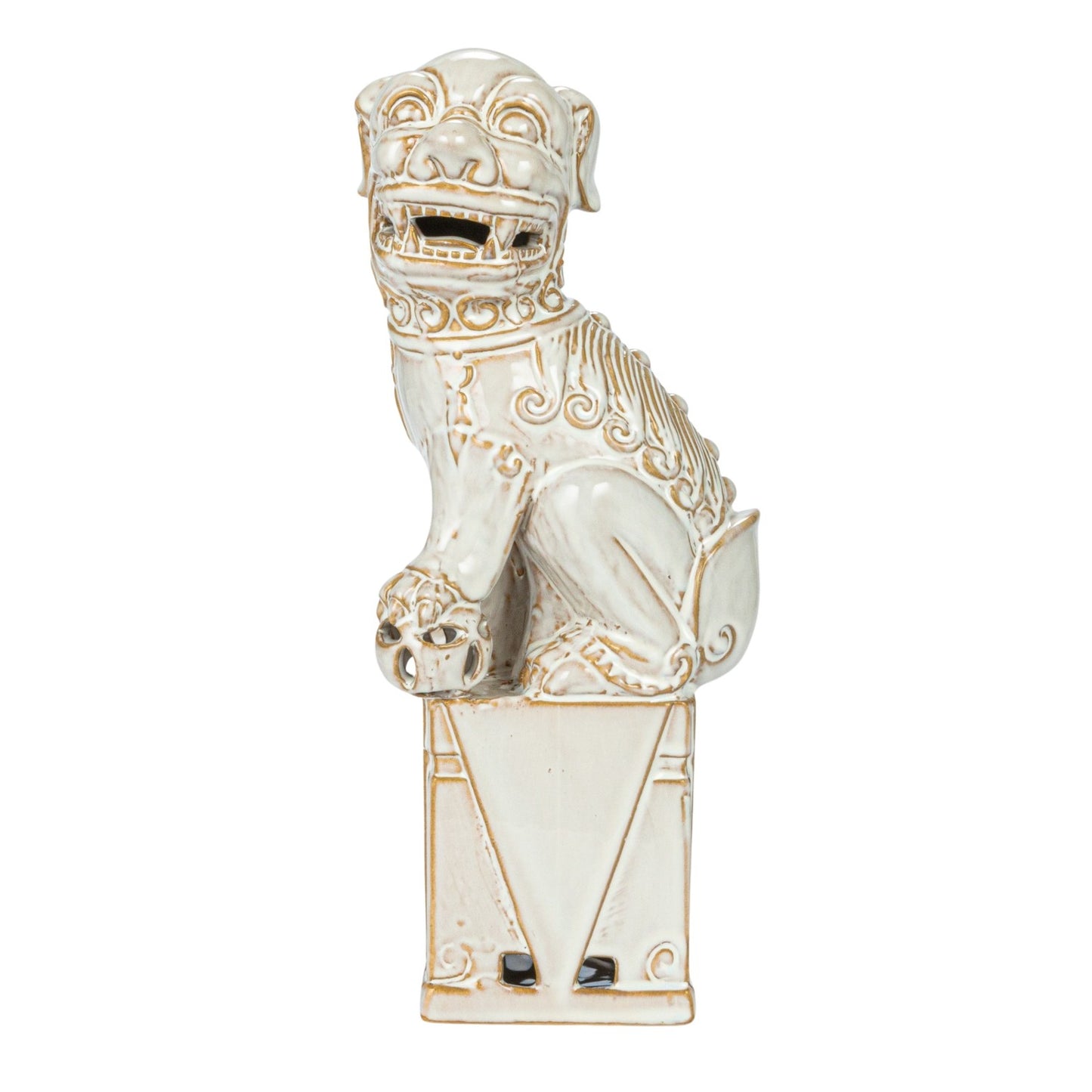 Bookends Stoneware Foo Dogs White 13.25"h (Sold as Pair)