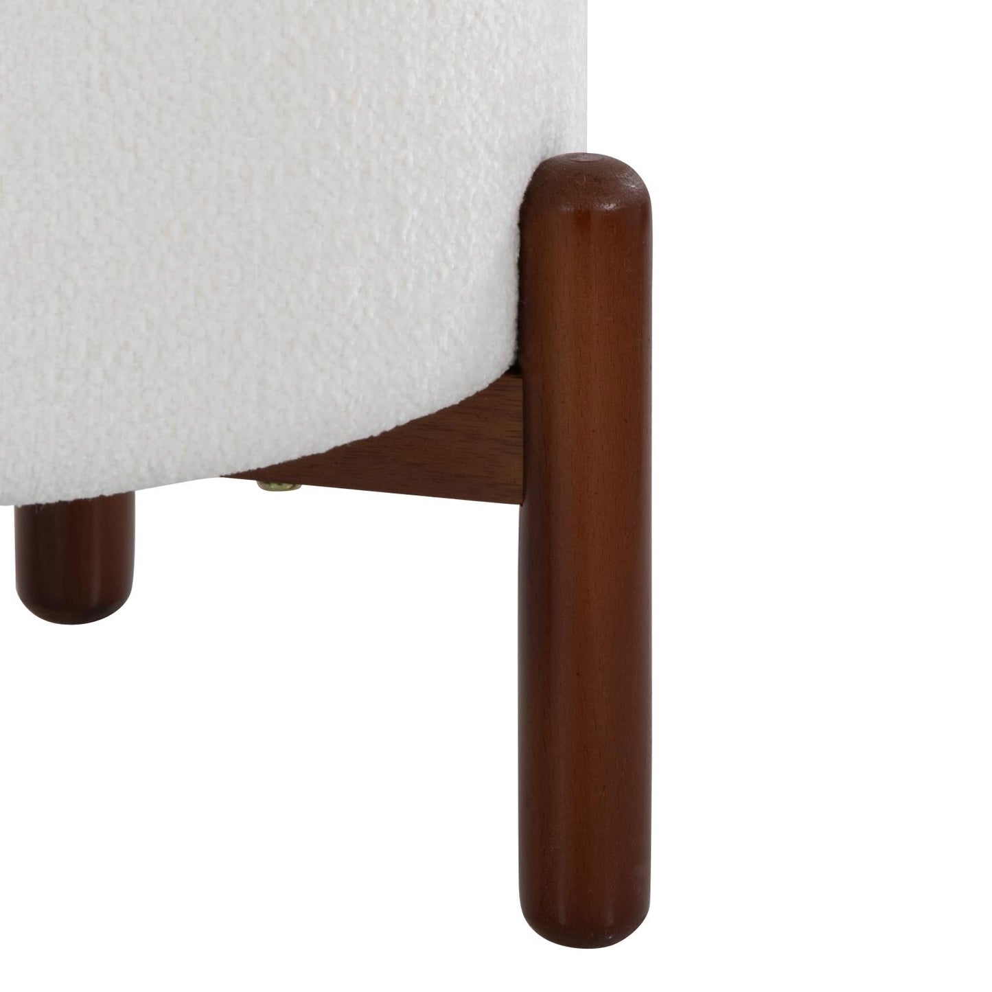 Daniella Contemporary Walnut Wood Storage Ottoman White