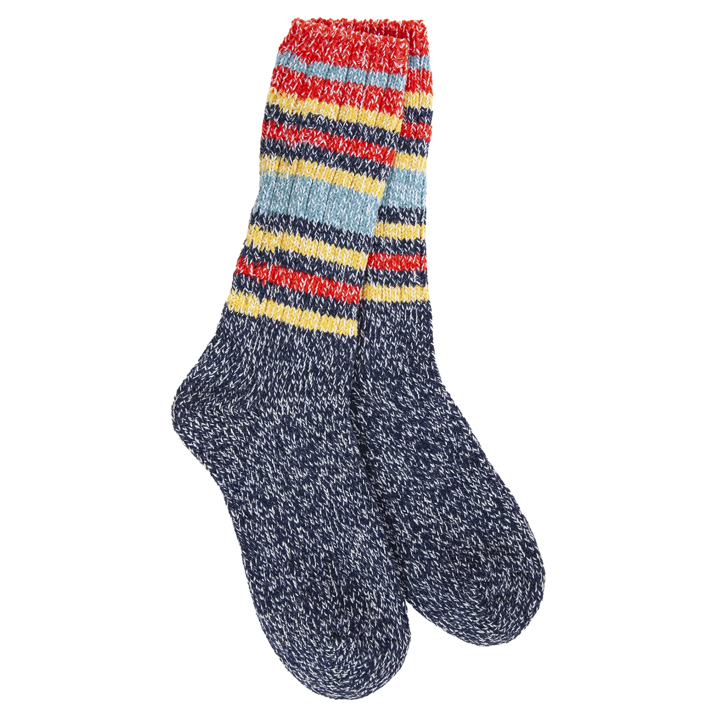 Socks - World's Softest Weekend Ragg Crew Indigo Stripe