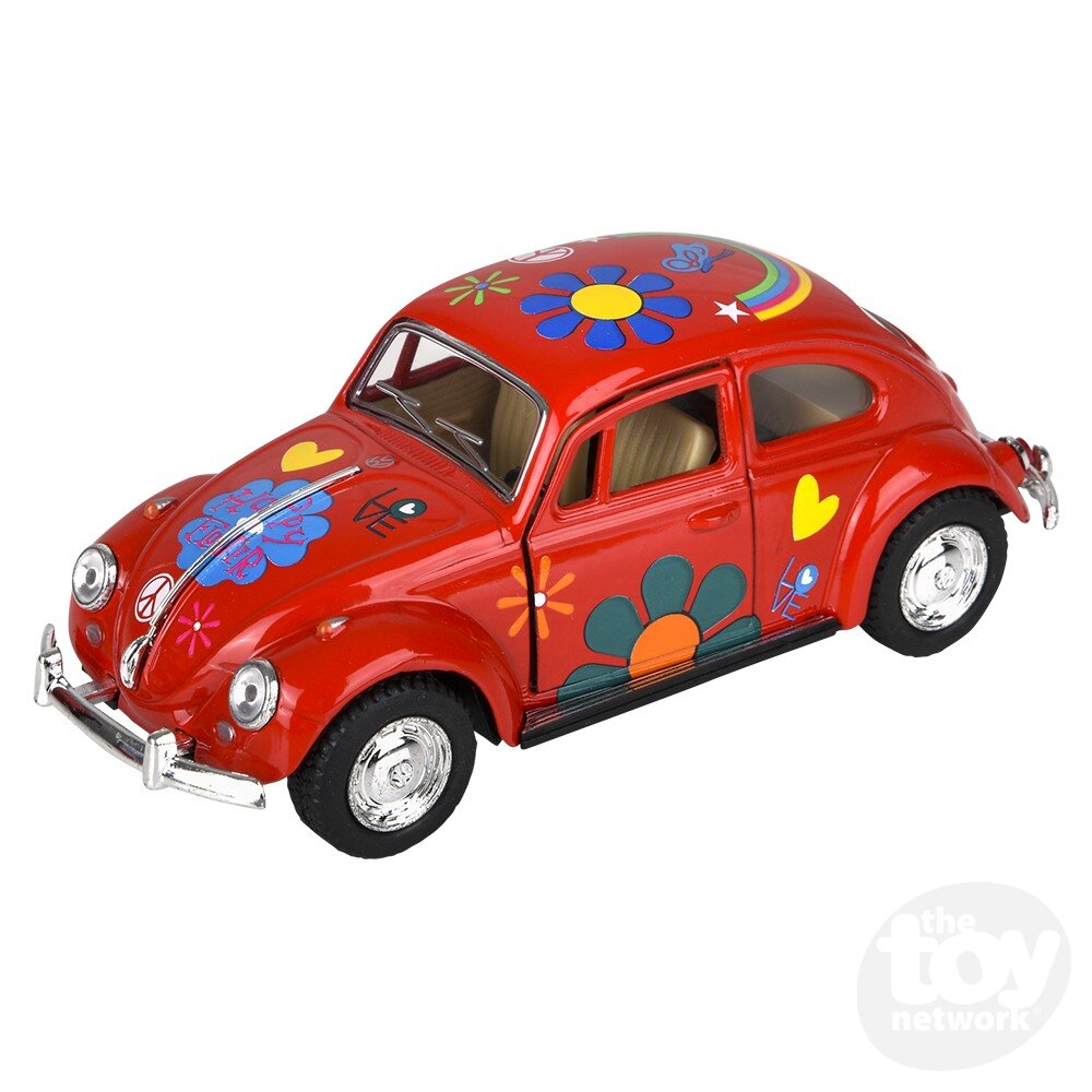 Diecast Pullback - VW Classic Beetle - 1967 - Flower Power - 5" - Sold Individually