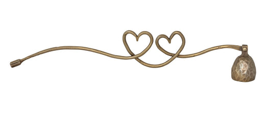 Candle Snuffer Iron Heart Shaped Handle Antique Gold Finish 11"l