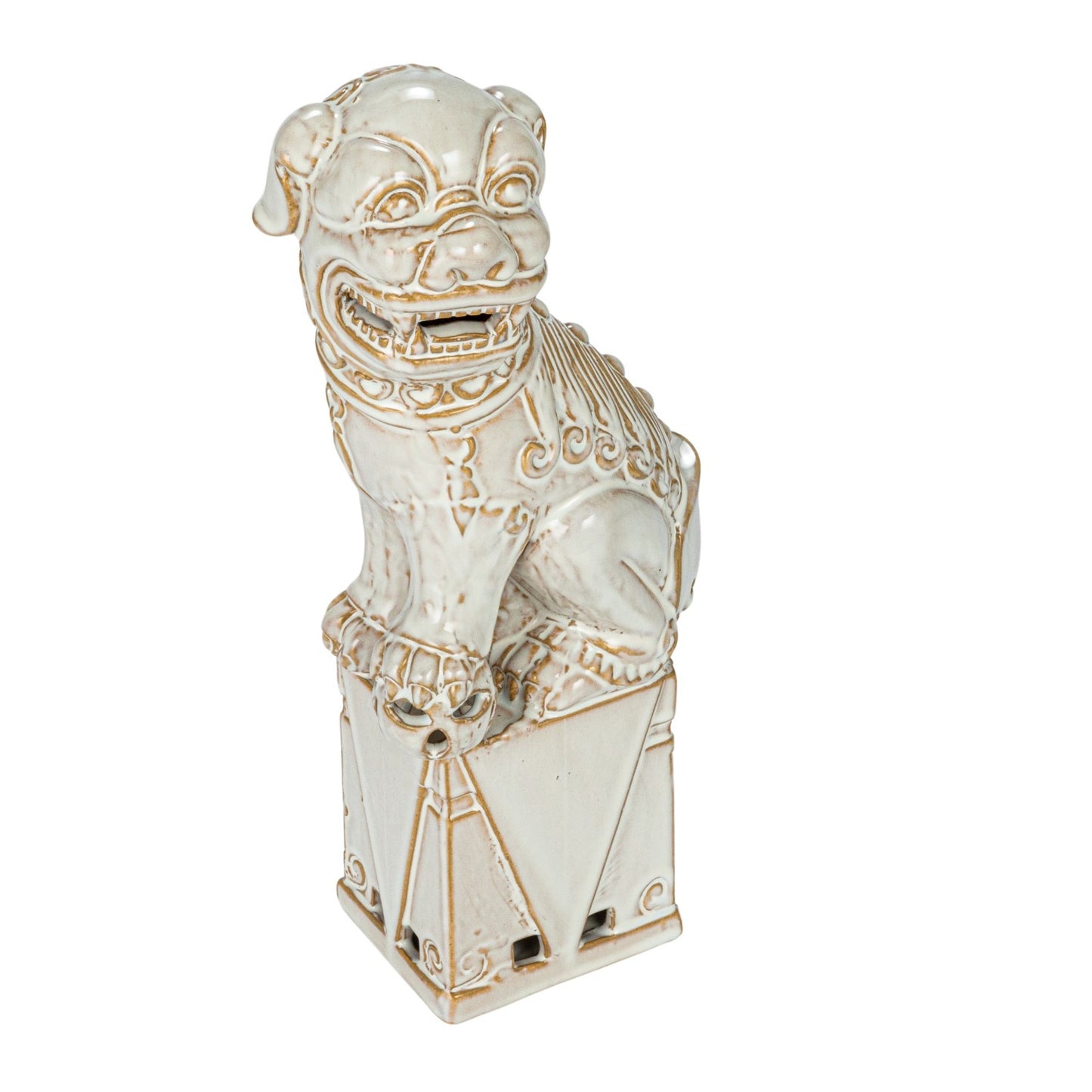 Bookends Stoneware Foo Dogs White 13.25"h (Sold as Pair)