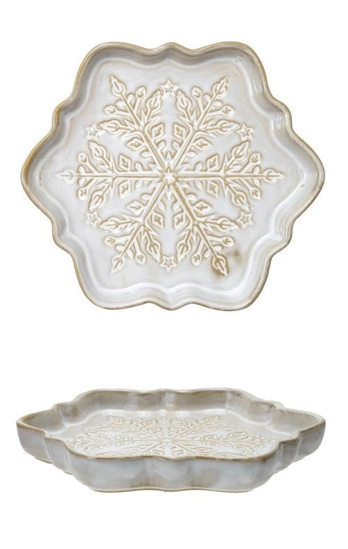 Holiday - Plate - Stoneware - Snowflake Shaped - 6" Round