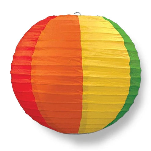 Paper Lantern 14in Regular Rib Pattern Rainbow