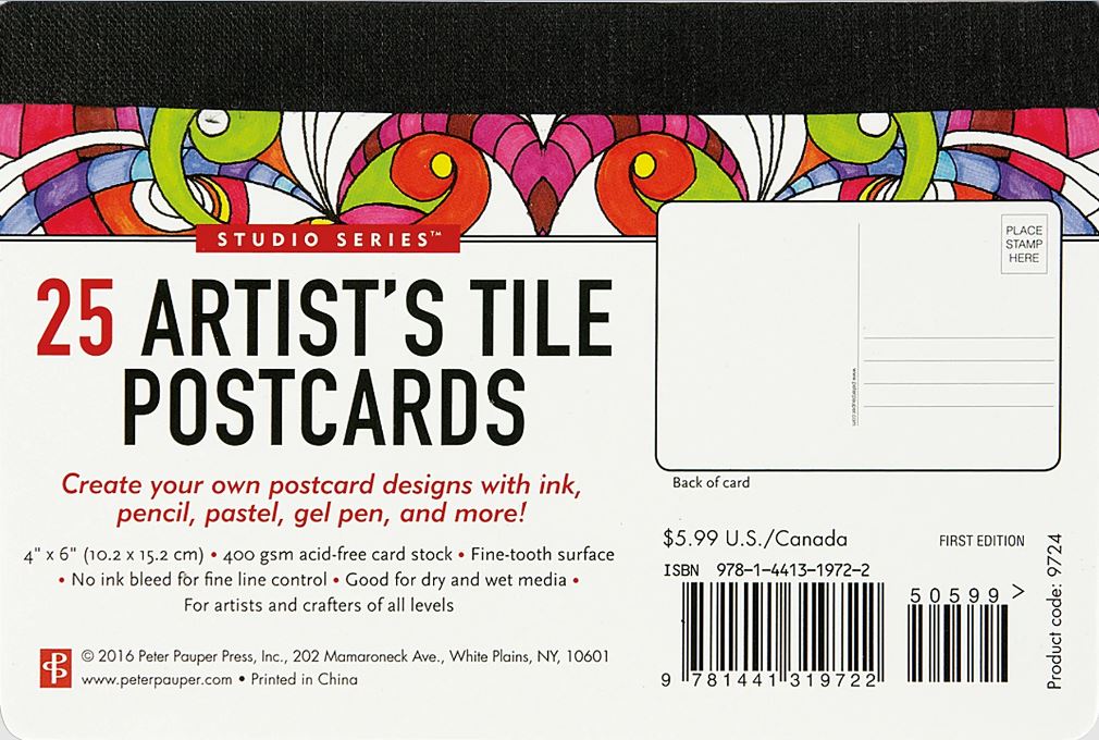 Art Center Artist's Postcard Blank Tiles Booklet of 25