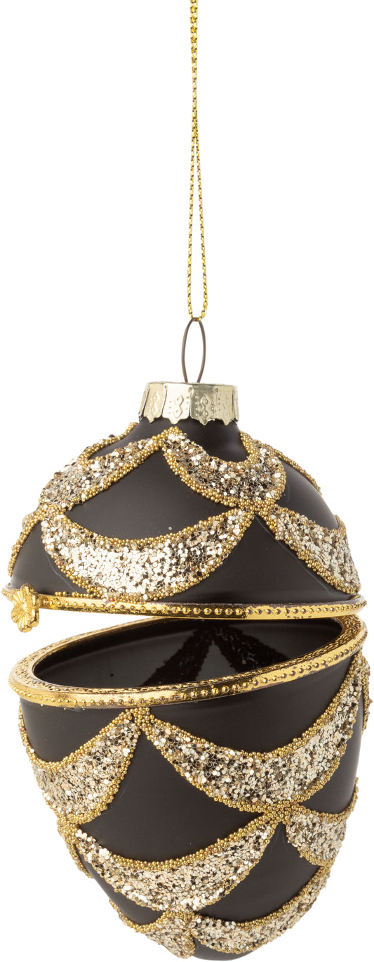 Ornament - Trinket Holder Ball Black & Gold