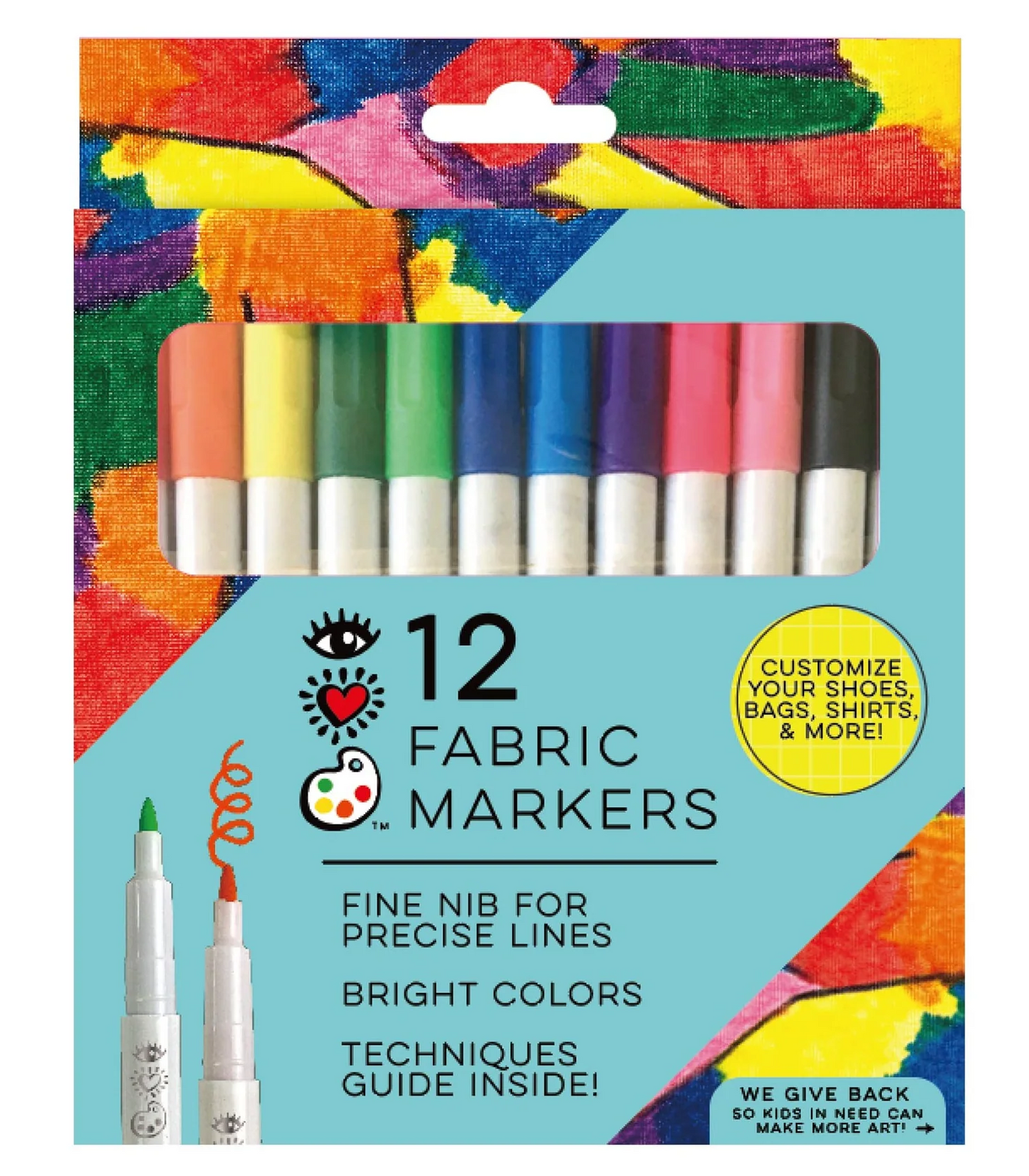I Heart Art Fabric Markers 12 Colors