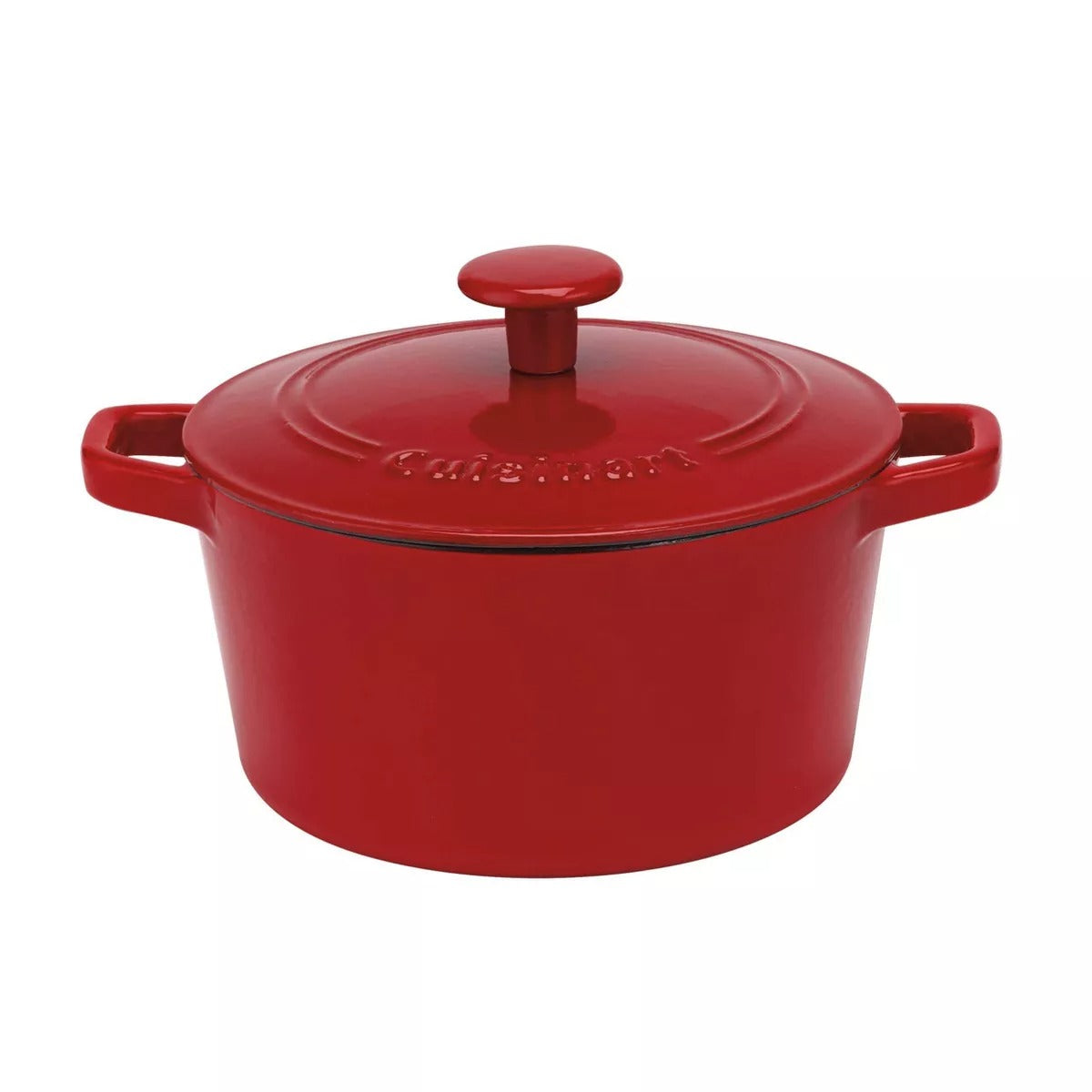 Pot - Enameled Round Cast Iron Casserole 3 QT, Cardinal Red