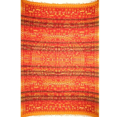 Tapestry Twin Size Overprint Madras Jungle Yellow