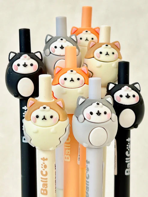 Gel Pen Retractable Click Ball Cat (Sold Individually)