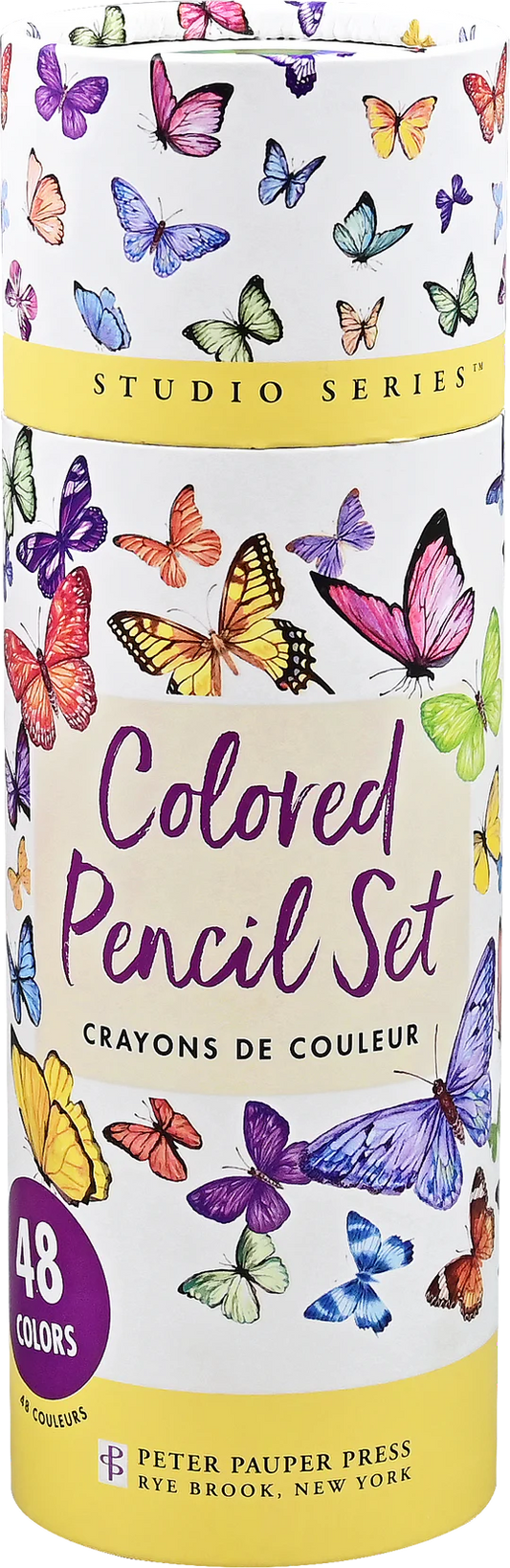 Art Center Colored Pencil Set 48 Colors Floral Cylinder Box