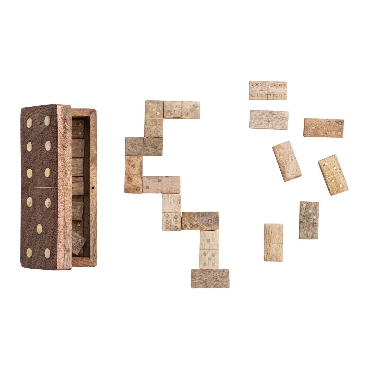 Dominoes Mango Wood Brass Inlaid Tiles