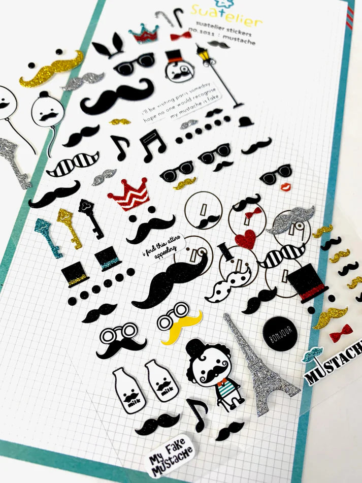 Stickers Mustache Glitter