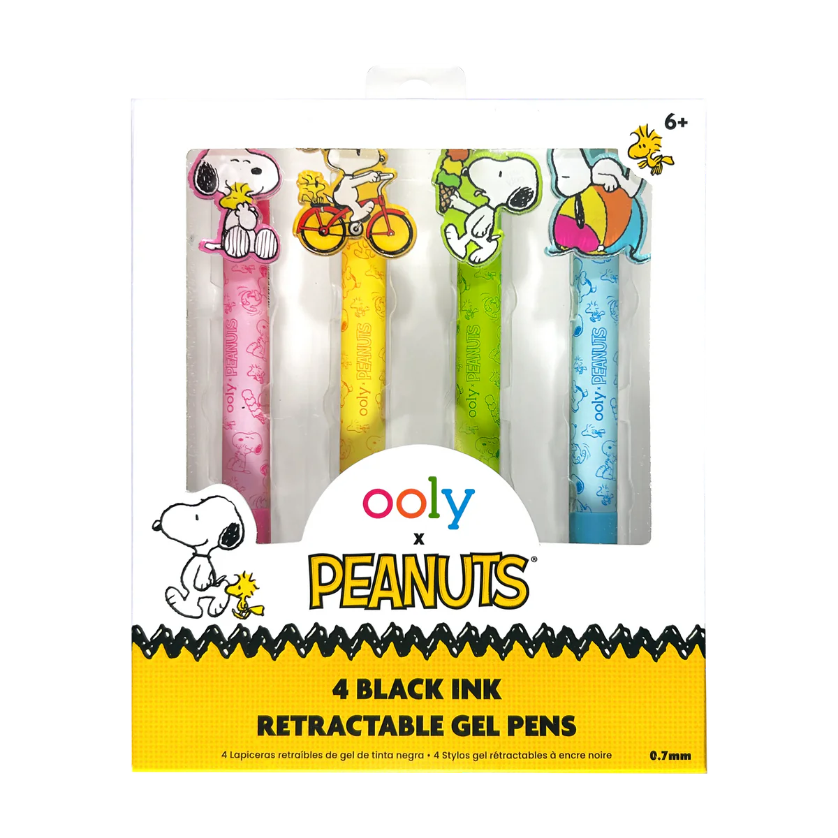 Ooly x Peanuts Gel Pens Black Ink Retractable - Set of 4