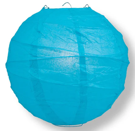 Paper Lantern Irregular Ribbed 16" Color Turquoise