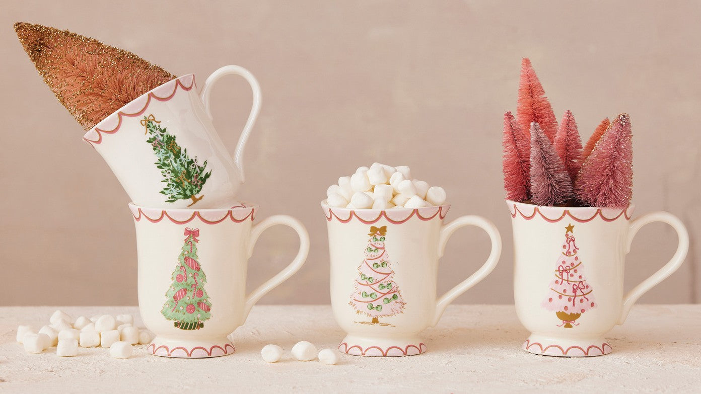 Holiday - Mug - Stoneware - Christmas Tree - 4 Colors - Sold Individually - 12oz