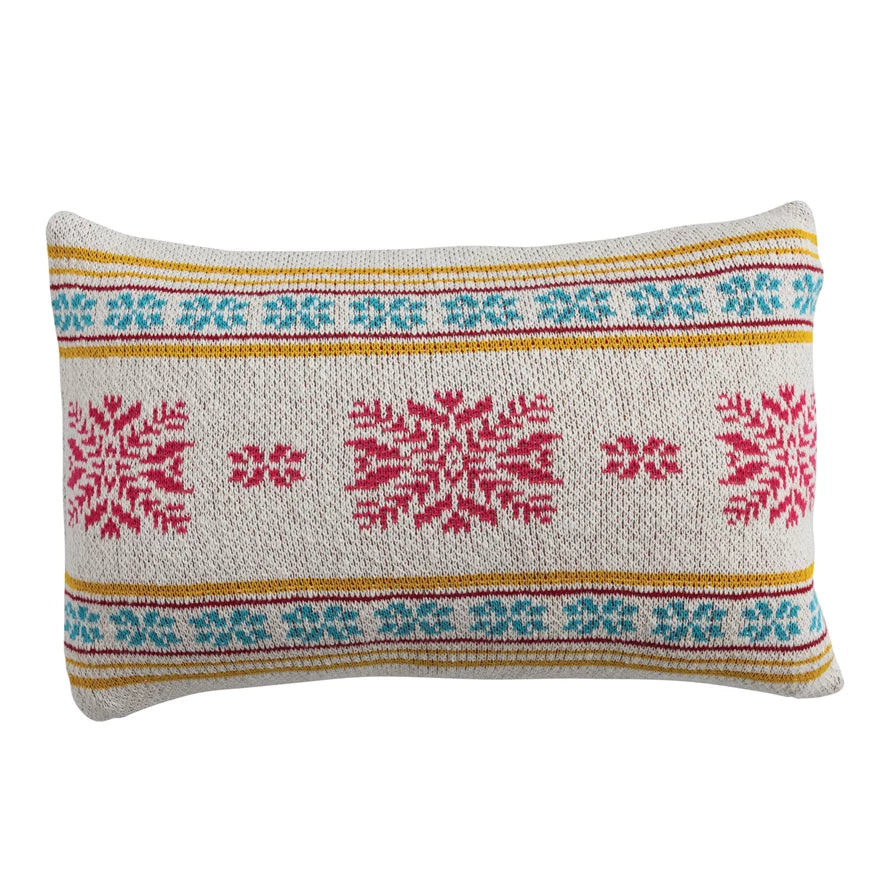 Pillow Lumbar Holiday Snowflake Pattern 24"L x 16"H